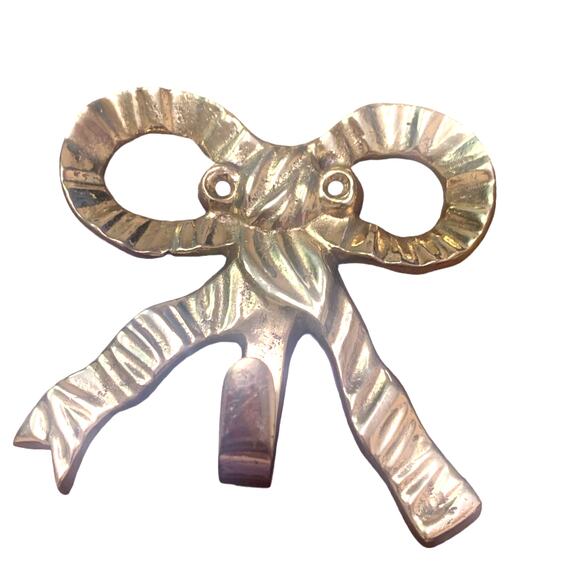 Hampton Brass Ribbon Bow Wall Door Hook Solid Brass Made in India‎ - Picture 1 of 5